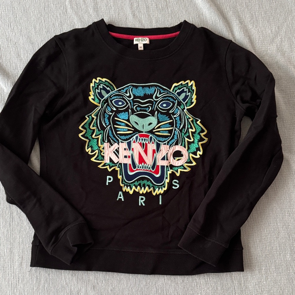 Kenzo Paris embroidered tiger black sweatshirt